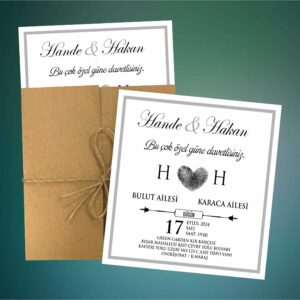 Kraft Zarflı Düğün & Nişan Davetiyesi