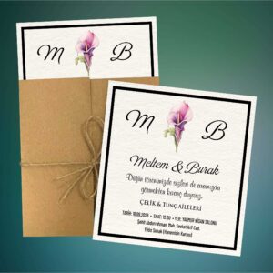 Kraft Zarflı Düğün & Nişan Davetiyesi
