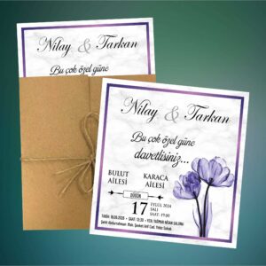 Kraft Zarflı Düğün & Nişan Davetiyesi