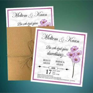 Kraft Zarflı Düğün & Nişan Davetiyesi