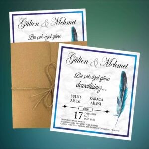 Kraft Zarflı Düğün & Nişan Davetiyesi